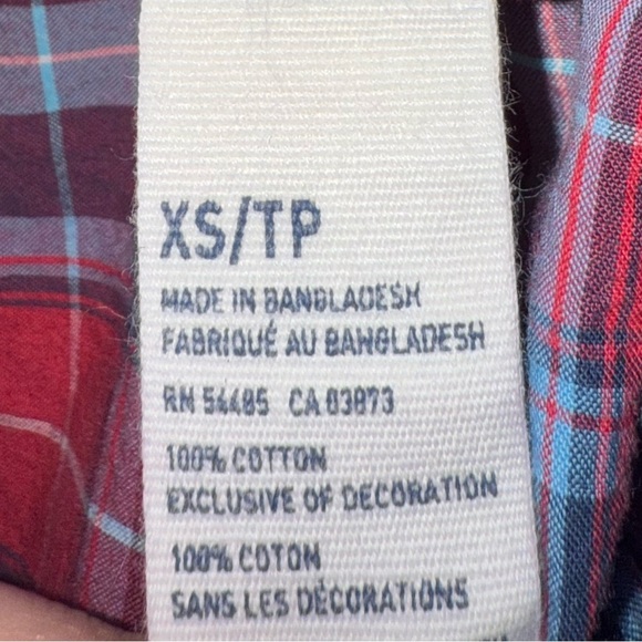 American Eagle Outfitters Prep Fit Red and Blue Casual Button Down Shirt -XS- - Picture 5 of 5